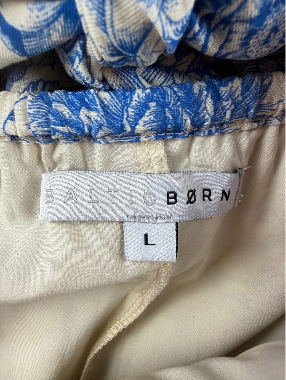 Baltic Born Hampton Maxi Dress L Blue Ivory Floral Tie Back Ruffle Sleeve - Picture 8 of 11
